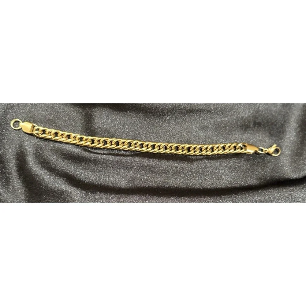 Steeltime Classic Figaro 18K Gold Plated Stainless Steel Bracelet 8mm 8.5”